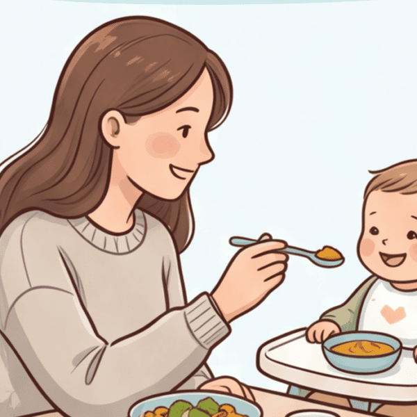 Kindergesundheit Illustration einer Mutter mit Kleinkind beim sanften Abstillen – DeinGesundesKind.ch