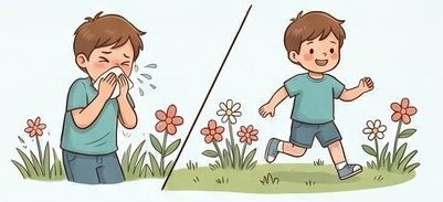 Kindergesundheit Illustration Kind bei der Allergie-Desensibilisierung in der Kinderarztpraxis – DeinGesundesKind.ch