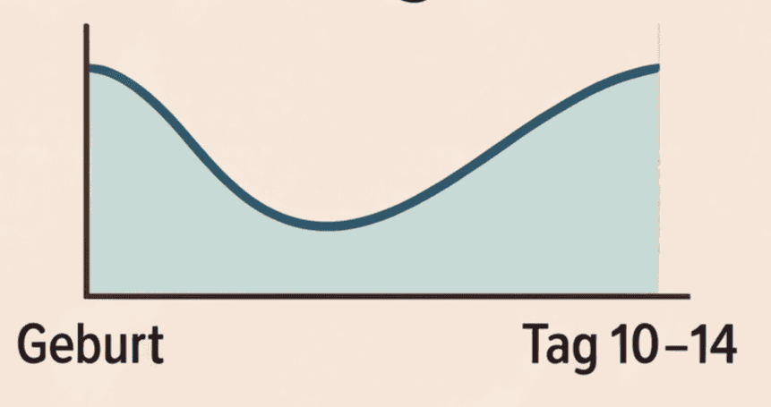 Illustration eines Neugeborenen auf der Waage: Wann Gewichtsverlust nach der Geburt normal ist – DeinGesundesKind.ch