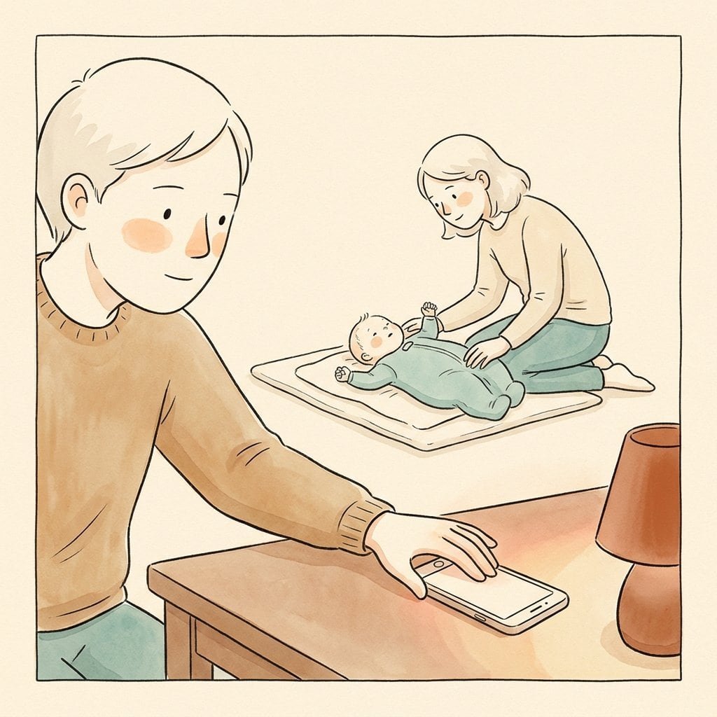Illustration: Eltern mit Baby in einer Notfallsituation – Checkliste vom Kinderarzt