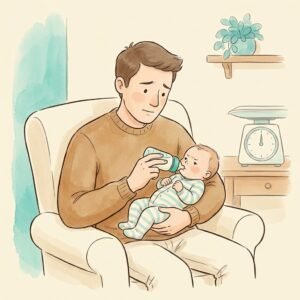 Illustration: Neugeborenes auf der Waage – die 10-Prozent-Regel