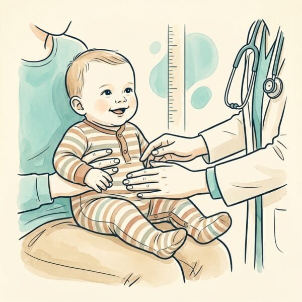 Illustration: Vorsorge 12 Monate – Untersuchung beim Kinderarzt