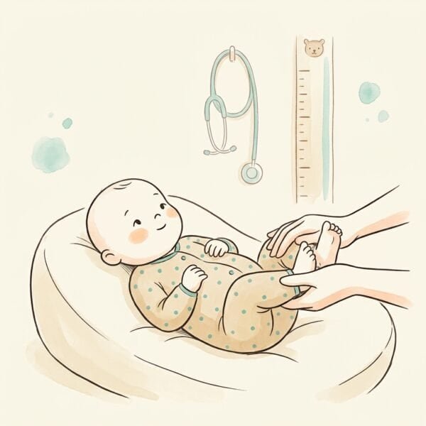 Illustration: Vorsorge 4 Monate – Untersuchung beim Kinderarzt