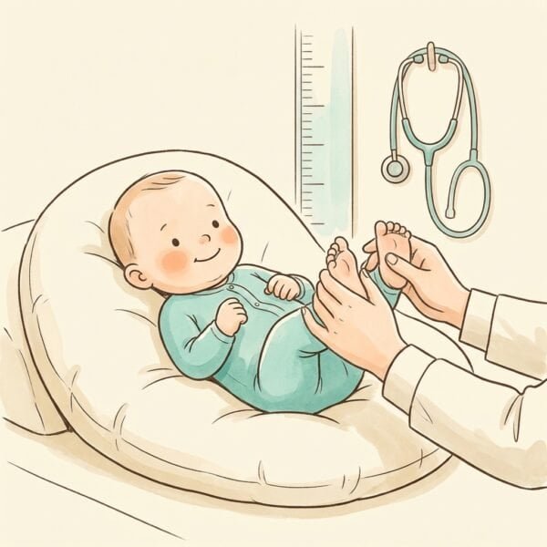 Illustration: Vorsorge 6 Monate – Untersuchung beim Kinderarzt